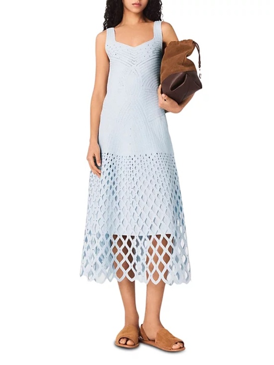 Maje Dresses & Skirts - Russelyna Crochet Rhinestone Midi Dress